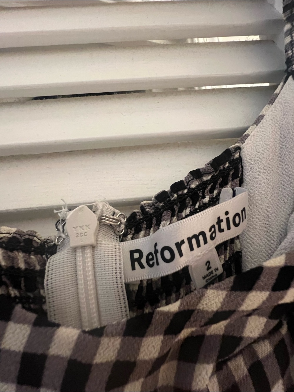 Reformation Black and White Gingham Midi Dress - Picture 2 of 5